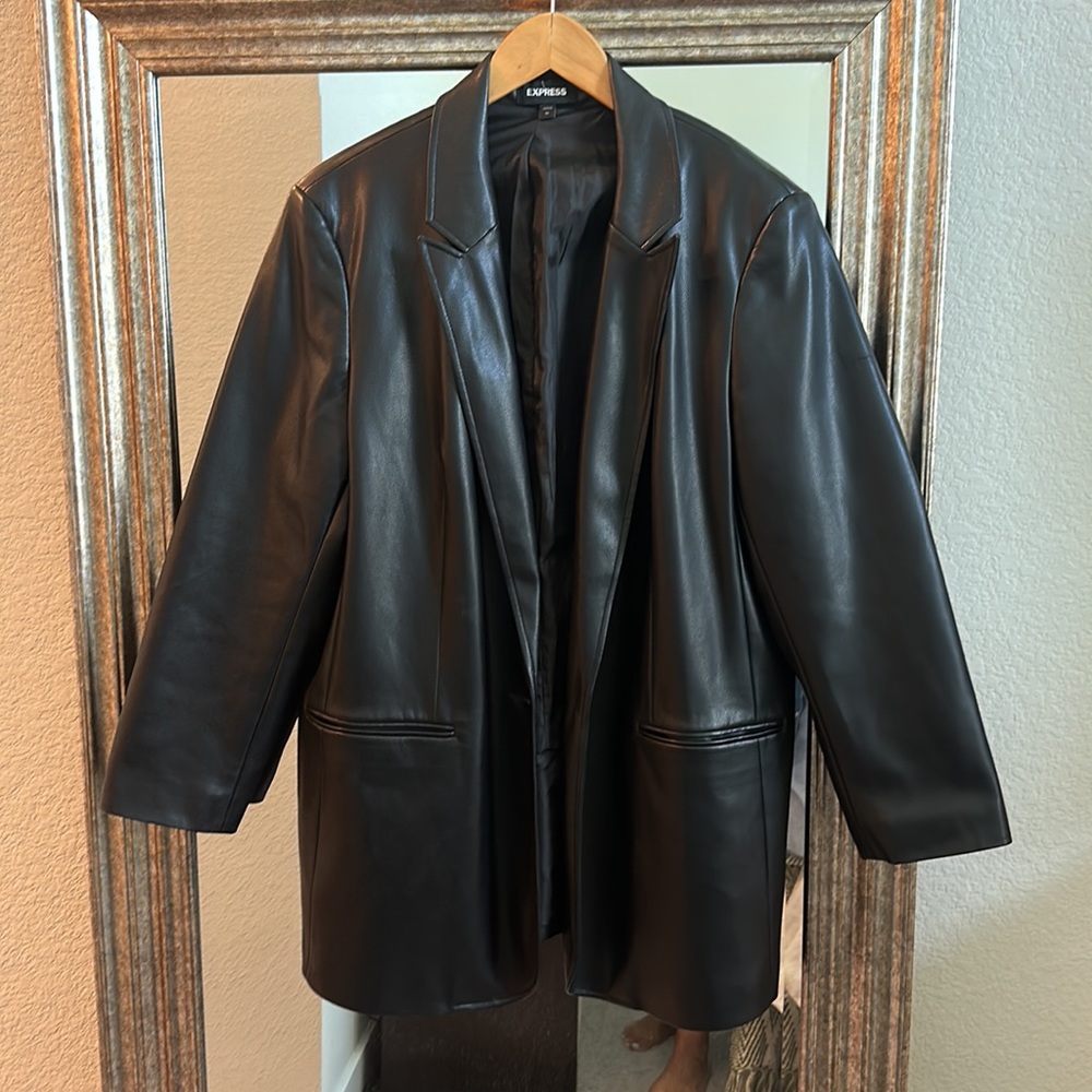 Women’s Express XL black faux leather blazer jacket